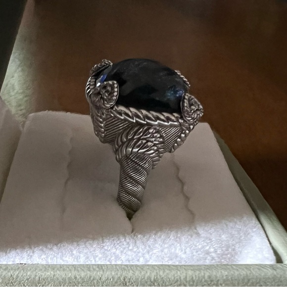 Judith Ripka Sterling Silver Blue Quartz Hematite Diamonique CZ Ring - Picture 4 of 14